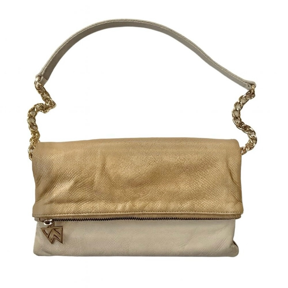 Kelly Wynne Flirty Little Fold Over Leather Snakeskin Convertible Clutch
